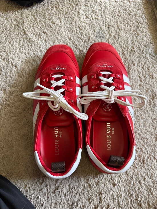 Louis Vuitton Shoes - Louis Vuitton Red and White Women's Sneakers